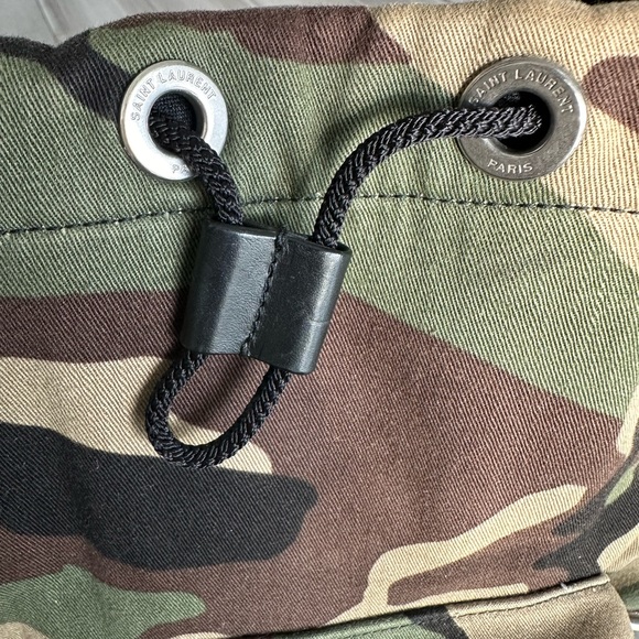 Saint Laurent Utilitarian Camo Print Backpack Green Multi - Picture 7 of 11